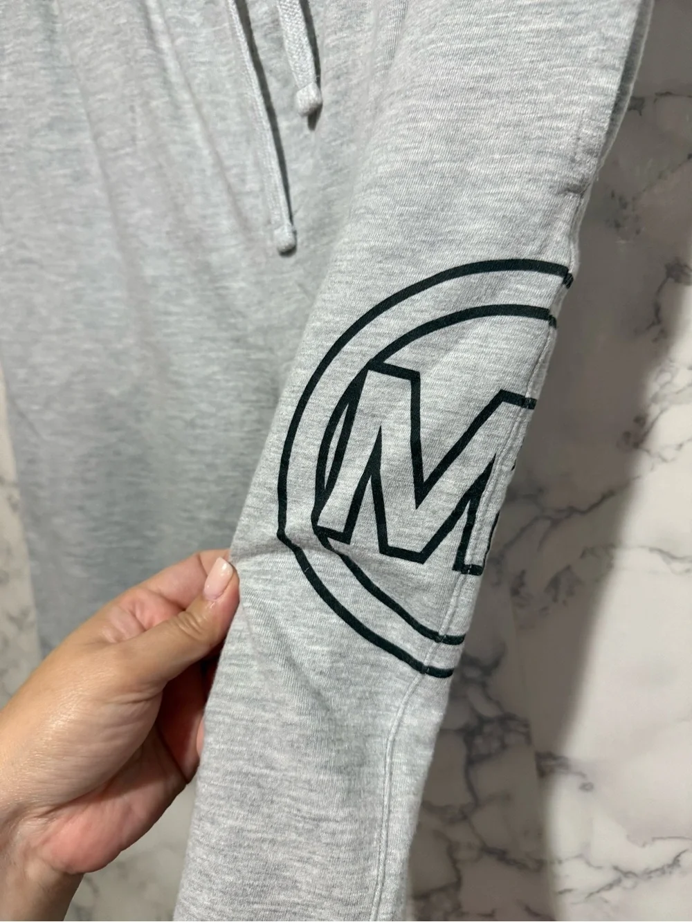 Michael Kors Light Gray Drawstring Athletic Shorts with Logo M